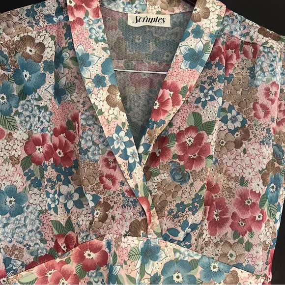 Vintage 70s Scruples California Floral Tie Back Dress - Picture 7 of 10